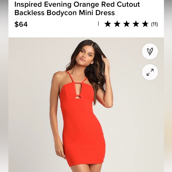 Lulu’s Orange Red Cutout Backless Bodycon Mini Dress - Picture 2 of 3